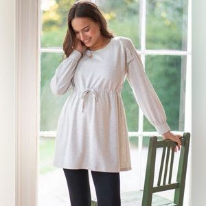 Seraphine Grey Sweatshirt Maternity to Nursing Dress with Drawstring